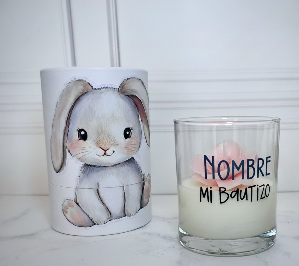 Vela en Vasito con Flor | personalizado
