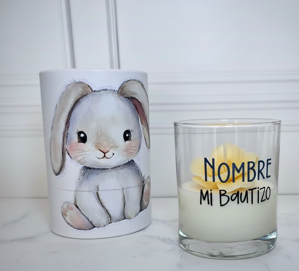 Vela en Vasito con Flor | personalizado